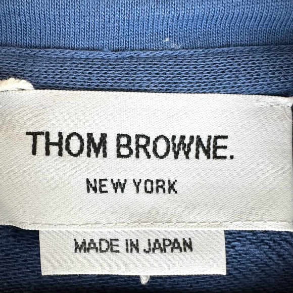 Thom Browne Engineered 4-Bar Pullover Hoodie Sweatshirt Blue Size 2/M - Picture 9 of 13